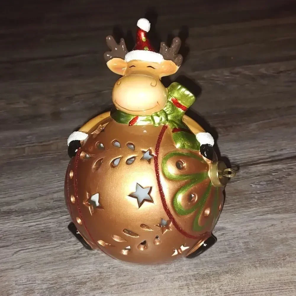Home Reflections Reindeer Ornament Luminary Flameless Multi Color Candle